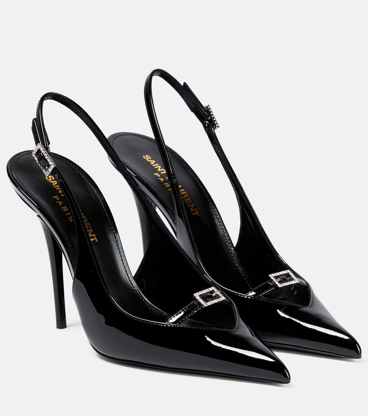 Saint Laurent - Luna 105 patent leather slingback pumps
