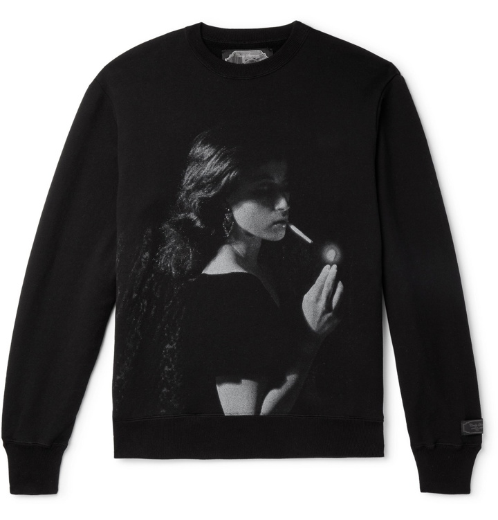 Photo: Undercover - Cindy Sherman Printed Embroidered Loopback Cotton-Jersey Sweatshirt - Black