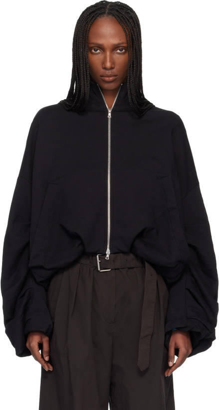 Photo: Dries Van Noten Black Draped Jersey Sweatshirt