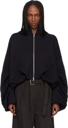 Dries Van Noten Black Draped Jersey Sweatshirt