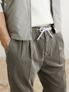 Brunello Cucinelli - Straight-Leg Cotton-Corduroy Drawstring Trousers - Gray