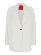 Merci White Jacket With Classic Lapels And Welt Pocket On The Chest In Fabric Woman