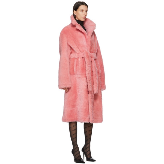 VETEMENTS Pink Shearling Extra Soft Coat Vetements