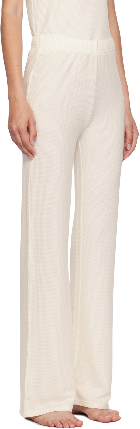 BOSS Off-White Embroidered-Logo Pyjama Pants
