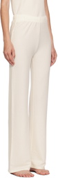 BOSS Off-White Embroidered-Logo Pyjama Pants