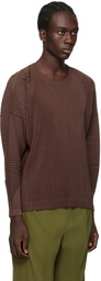 HOMME PLISSÉ ISSEY MIYAKE Brown Heather Pleats Long Sleeve T-Shirt