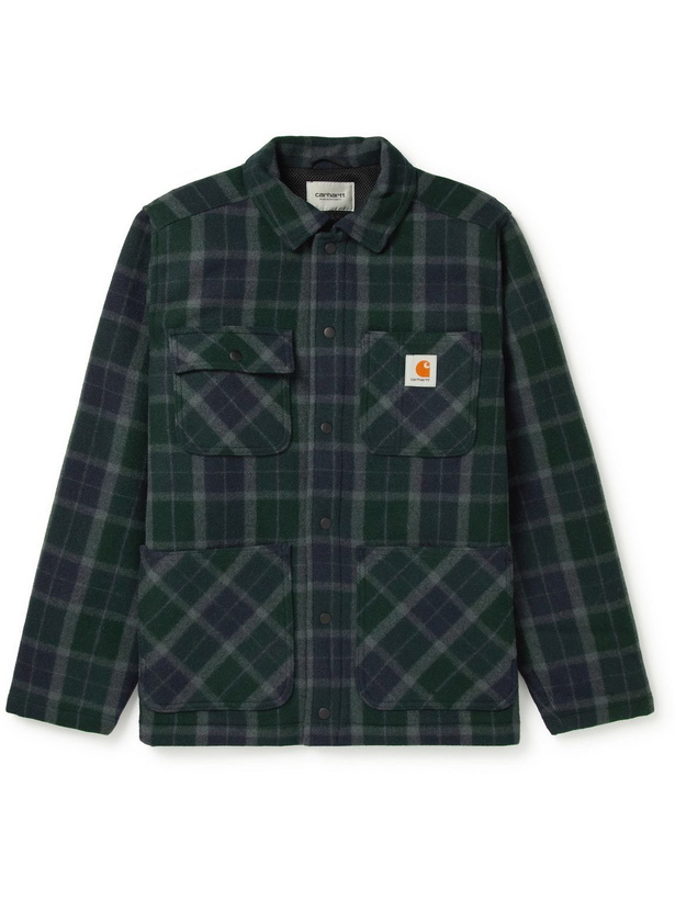 Photo: Carhartt WIP - Blaine Padded Checked Wool-Blend Flannel Overshirt - Green