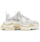 Balenciaga - Triple S Nubuck, Leather and Mesh Sneakers - Men - White