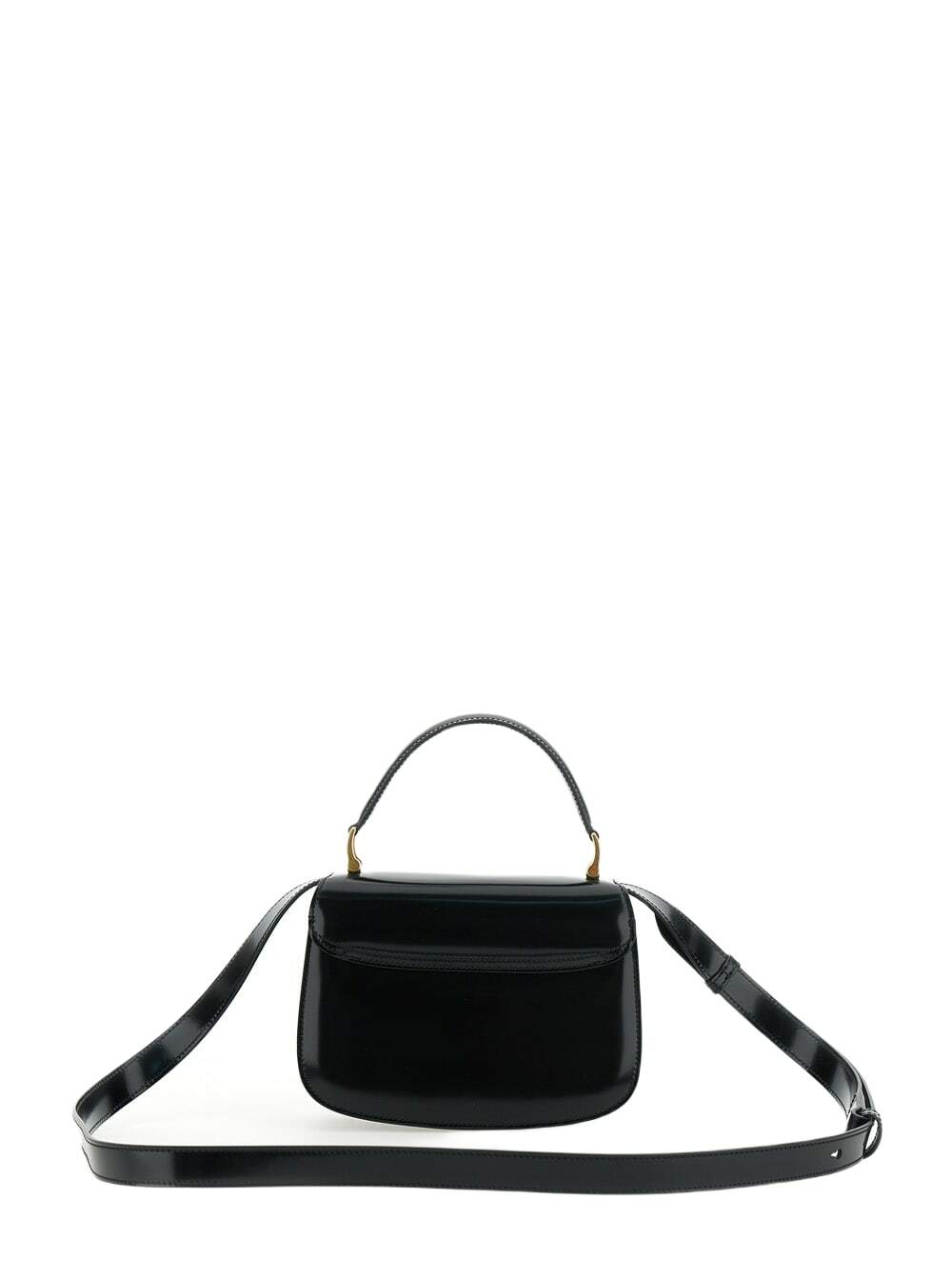 Ami Alexandre Mattiussi Black Handbag With Adc Patch On The Front And Adjustable And Removable Shoulder Strap In Leather Woman