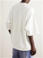 RRR123 - Laundry Bag Oversized Logo-Embroidered Cotton-Jersey T-Shirt - White