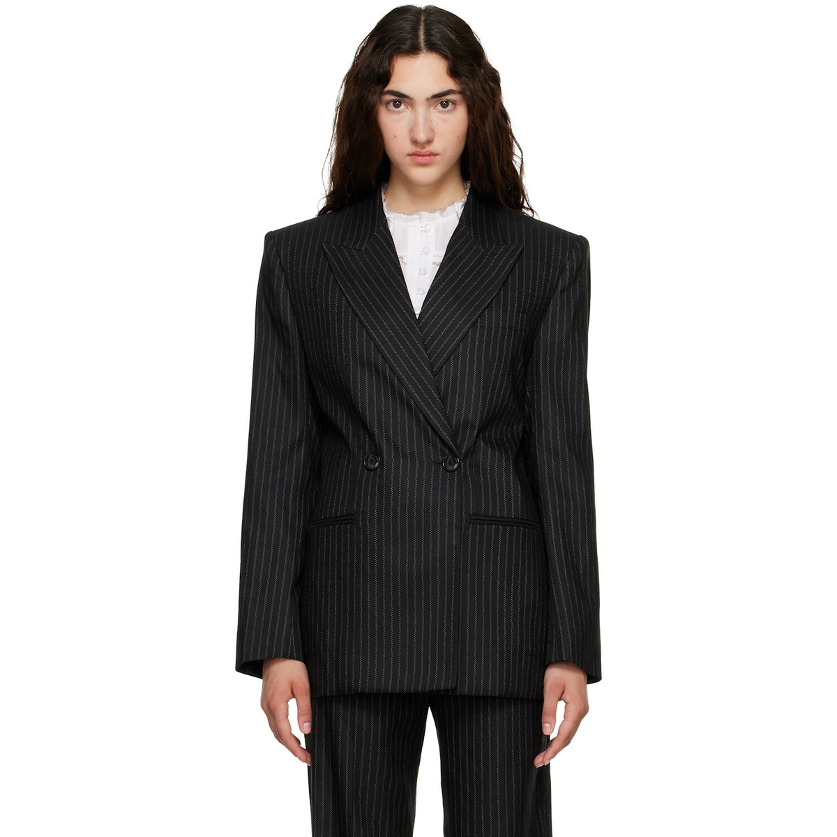 Isabel Marant Black Ranya Stripe Wool Blazer