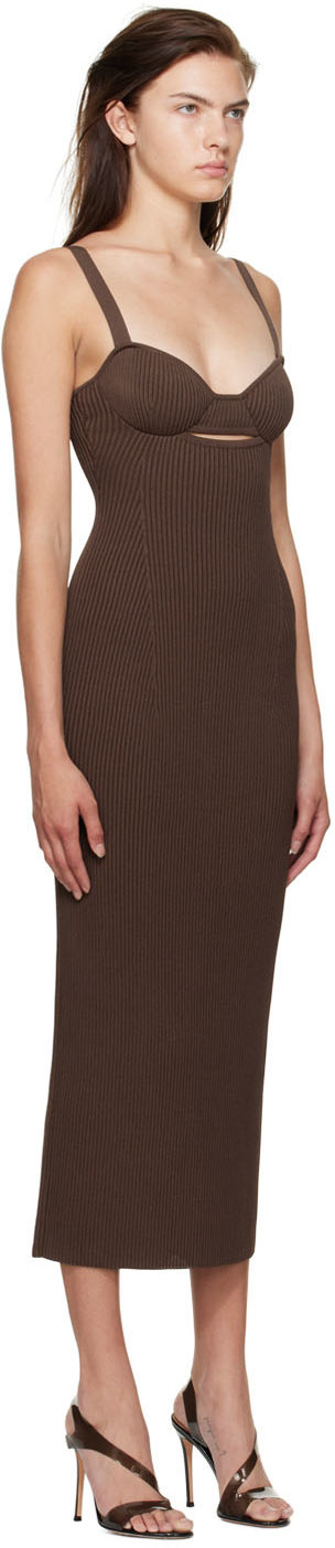 magda butrym brown dress Magda Butrym Brown Sequin Open Back Gown Brown / (FR)38
