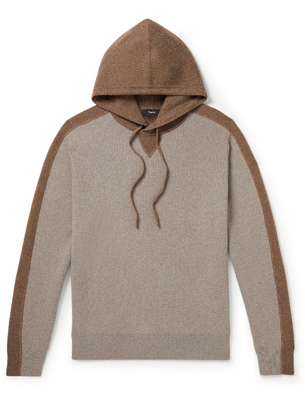 Photo: Theory - Alcos Colour-Block Wool-Blend Hoodie - Neutrals
