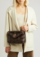 Saint Laurent - Women's Chocolate Quilted Lou Puffer Small Leather Shoulder Bag - Adjustable Chain Strap - One Size