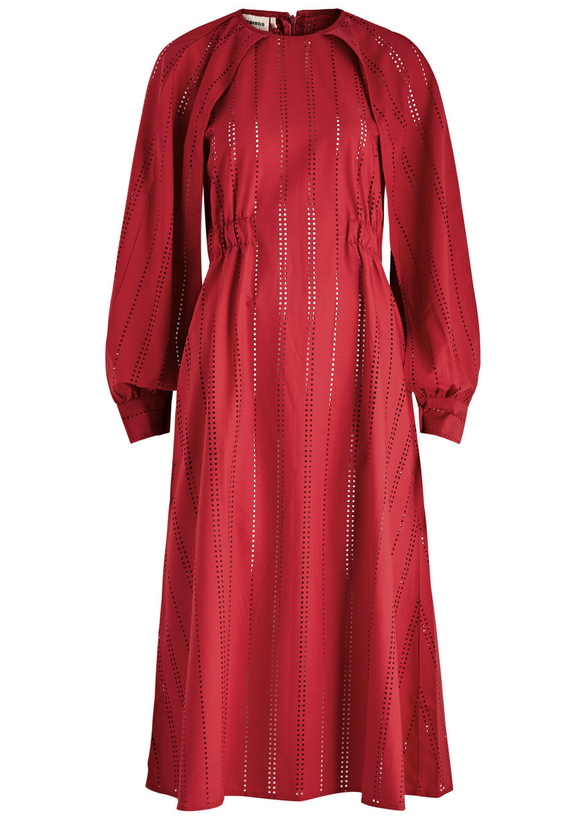 Photo: Lovebirds Laser-cut Twill Midi Dress Red
