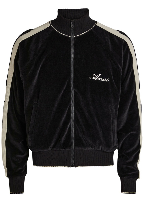 Photo: Amiri Amiri Bones Appliquéd Velour Track Jacket Black