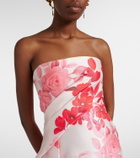 Monique Lhuillier Floral draped satin gown