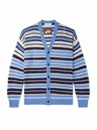 Marni - Logo-Embroidered Striped Mohair-Blend Cardigan - Blue