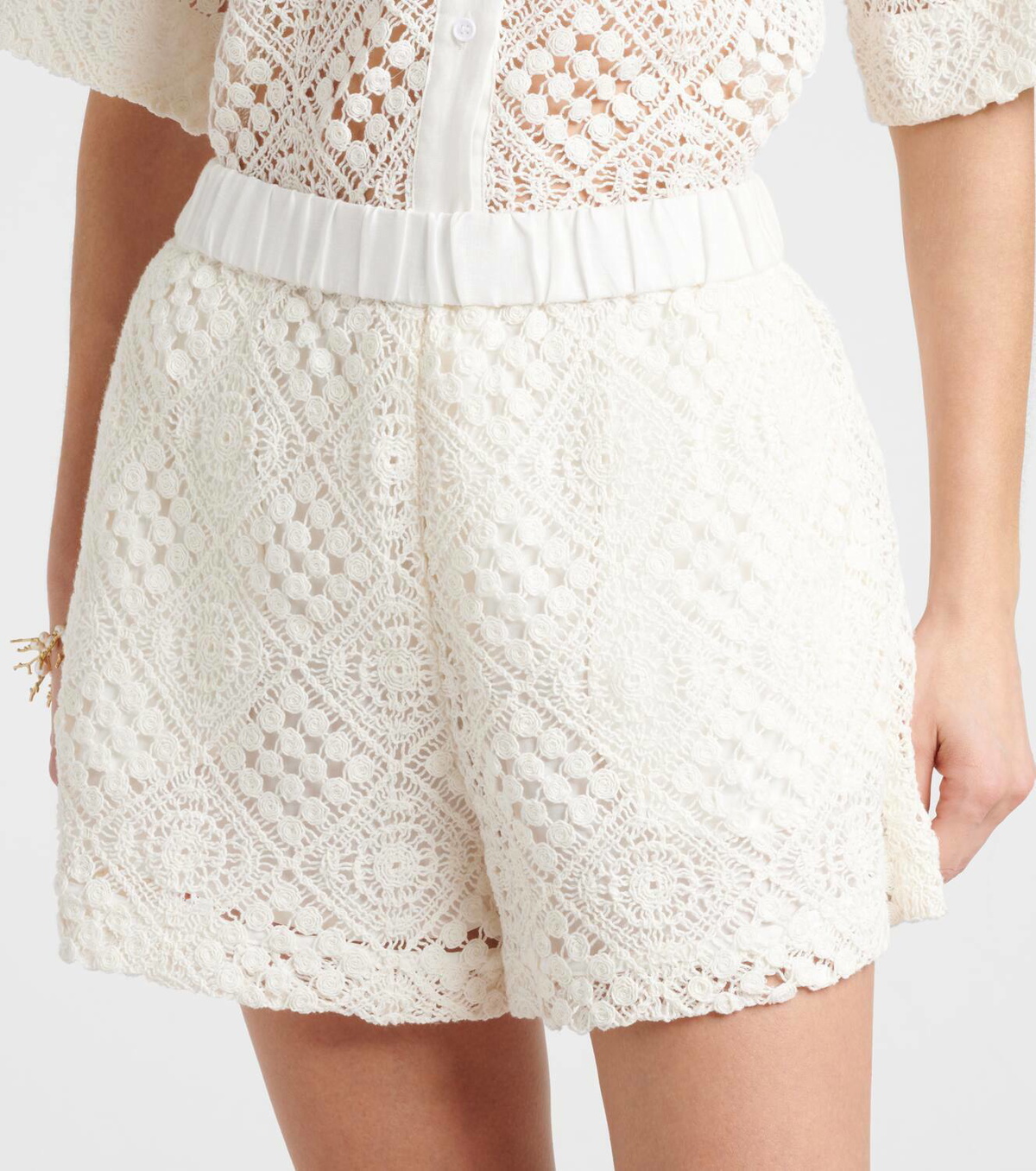 SIR Crochet high-rise cotton shorts