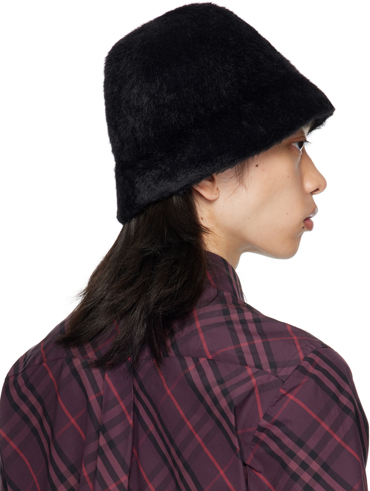 Burberry Black Knight Stamp Faux Fur Bucket Hat