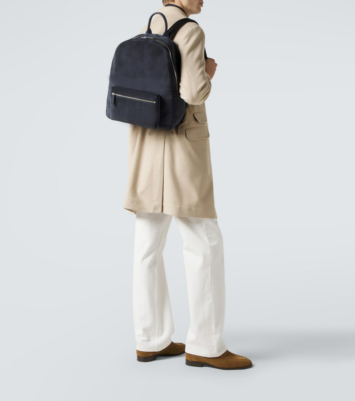 Kiton Leather-trimmed suede backpack