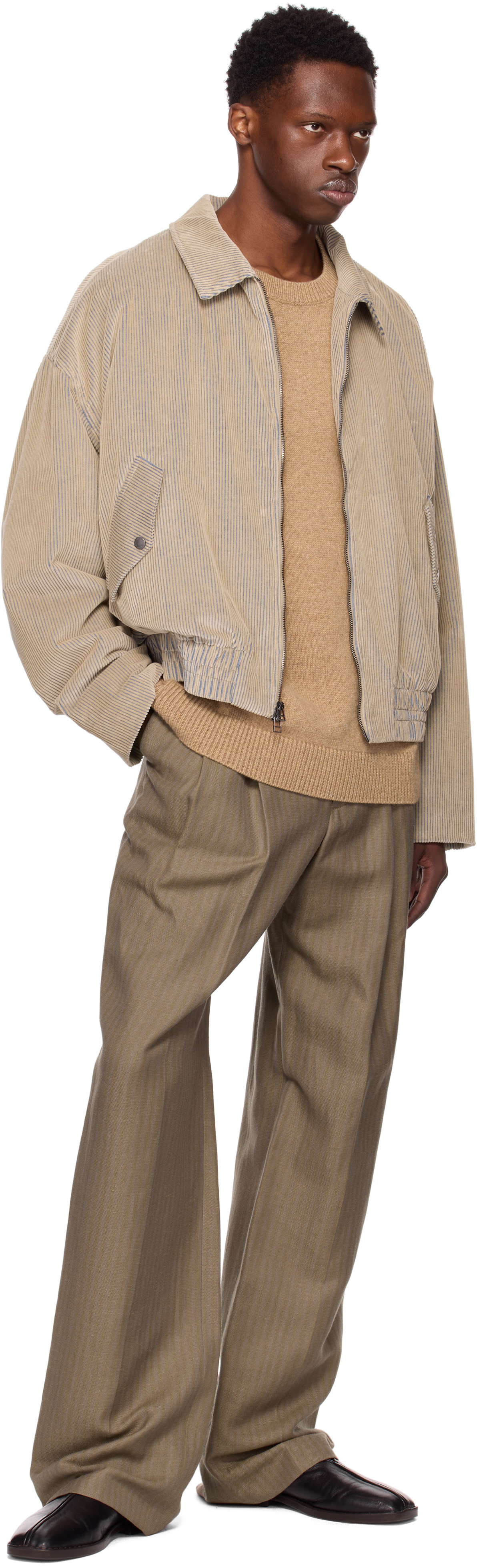 The Elder Statesman Beige Wale Cord Jacket