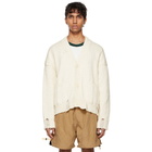 Rhude SSENSE Exclusive White and Black Hand Knit Cardigan