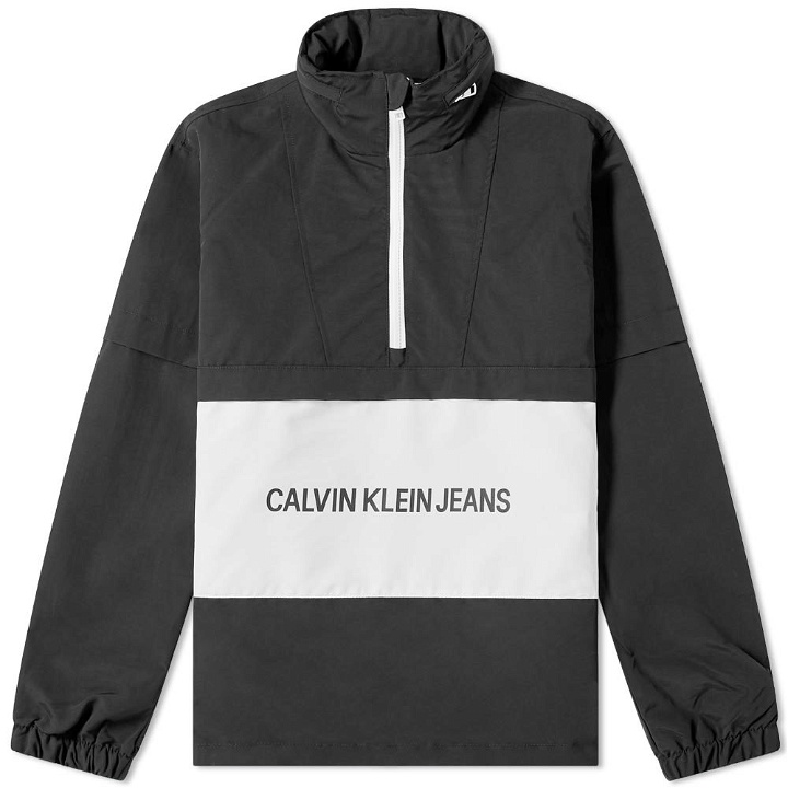 Photo: Calvin Klein Institutional Logo Nylon Popover Packaway Hood Sweat
