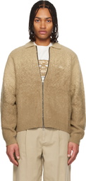 Dime Beige Mohair Double Zip Knit Sweater
