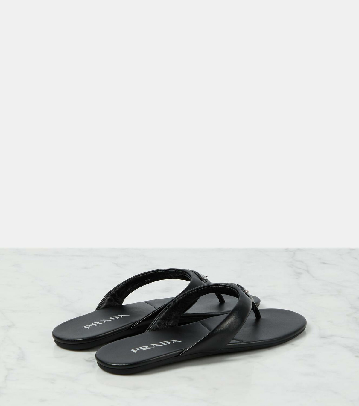Prada Logo padded leather thong sandals Prada