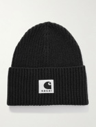 Sacai - Carhartt WIP Logo-Appliquéd Ribbed Wool-Blend Beanie