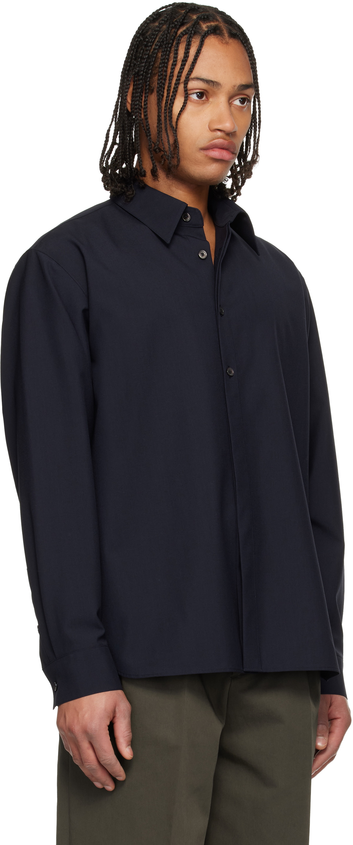 LE17SEPTEMBRE Navy Classic Wool-Blend Shirt