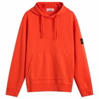 Stone Island Men's Organic Cotton Fleece Popover Hoodie in Scarlet
