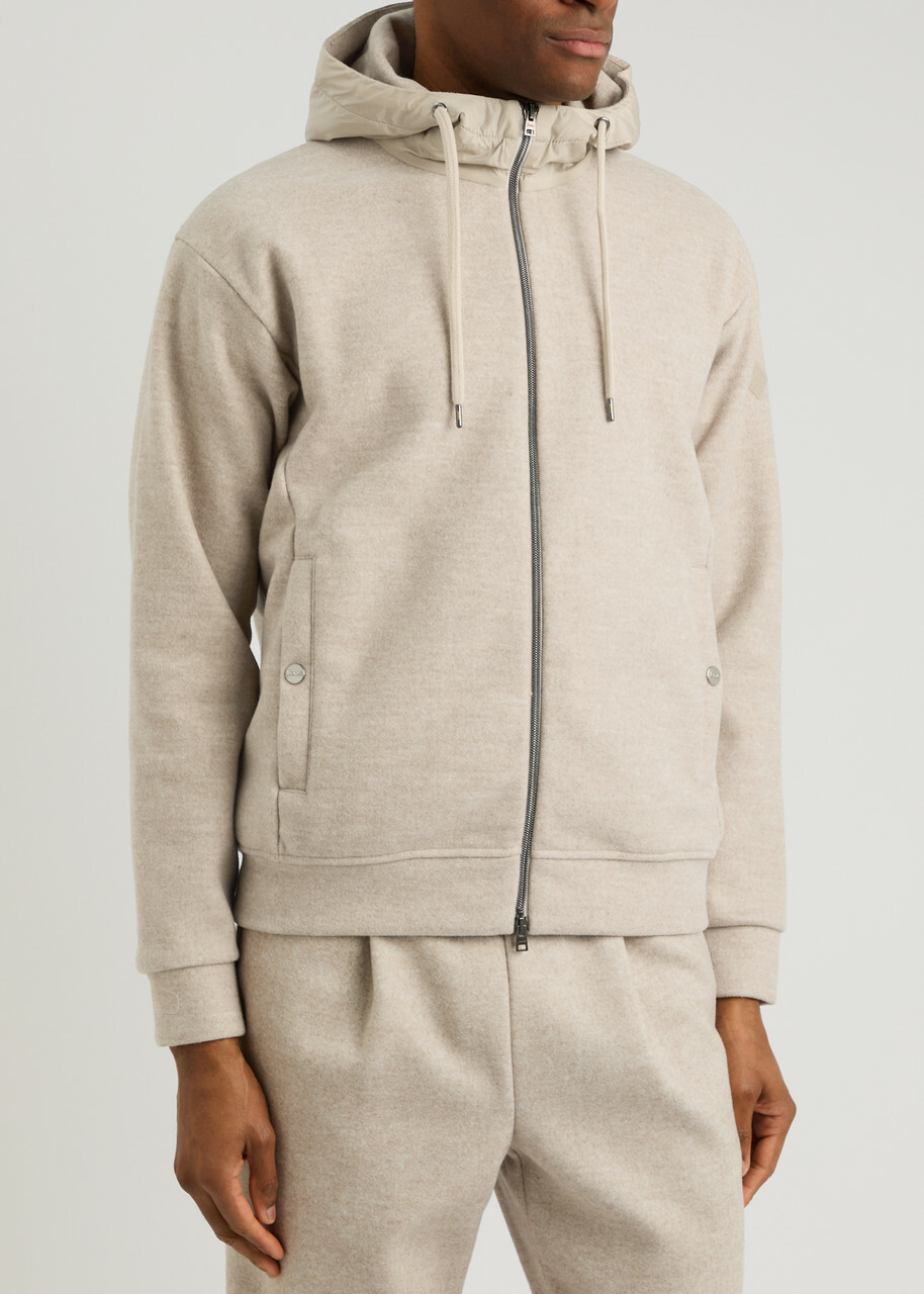 Herno Hooded Felt Sweatshirt Cream