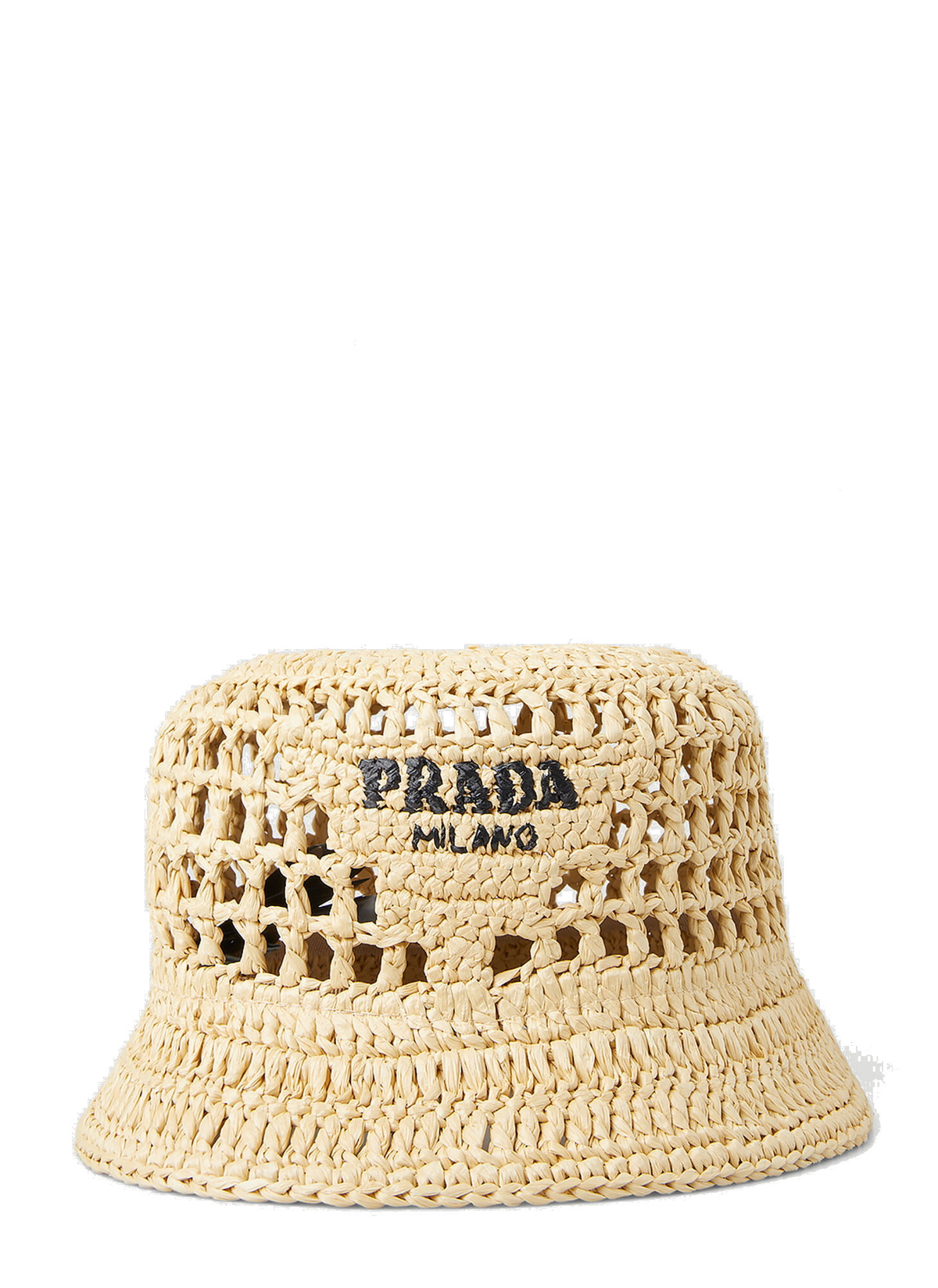 Monogram Motif Raffia-effect Bucket Hat in Natural/beige