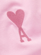 AMI PARIS - Logo-Embroidered Organic Cotton-Jersey T-Shirt - Pink