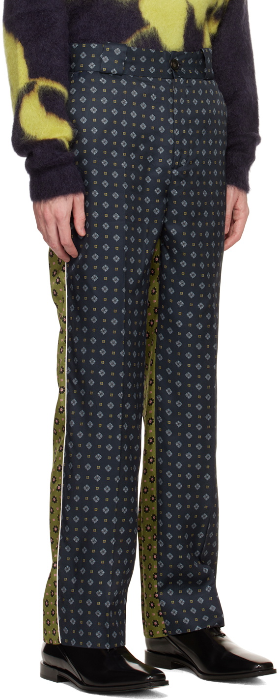Erdem Blue & Green Lionel Trousers