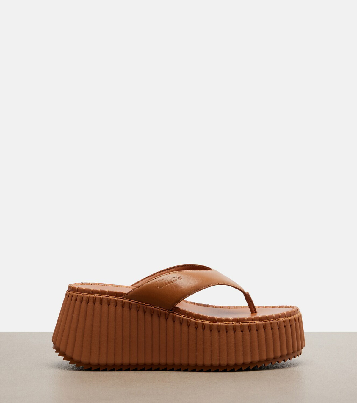 Chloé Nama leather platform thong sandals