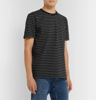 FRAME - Striped Cotton-Jersey T-Shirt - Black