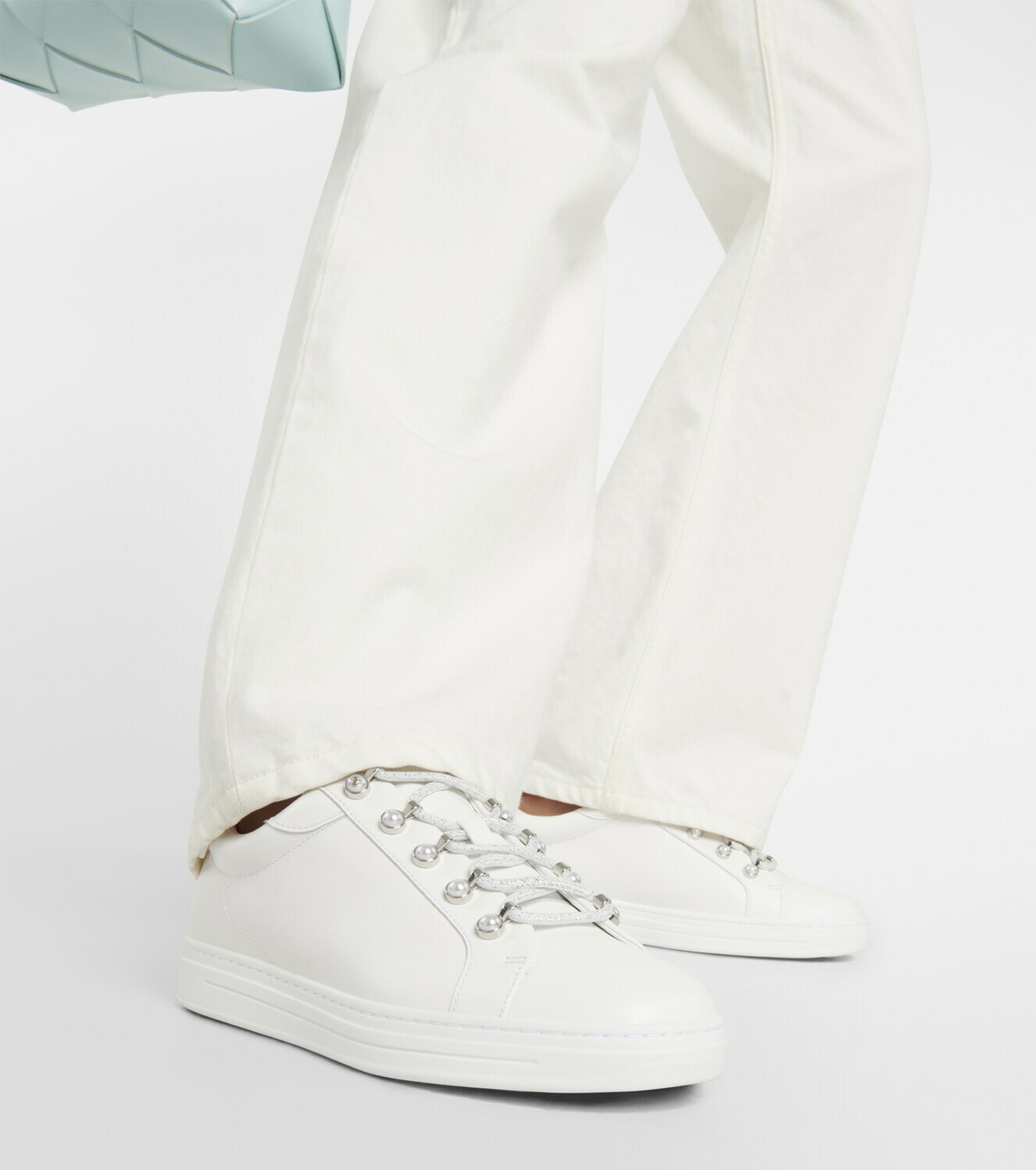 Jimmy Choo Antibes pearl-embellished leather sneakers Jimmy Choo