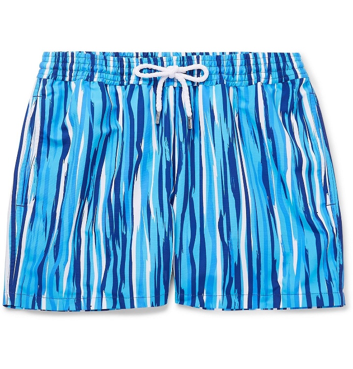 Photo: Frescobol Carioca - Açu Slim-Fit Short-Length Printed Swim Shorts - Blue