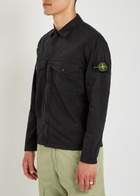 Stone Island Logo-appliquéd Stretch-cotton Overshirt Black