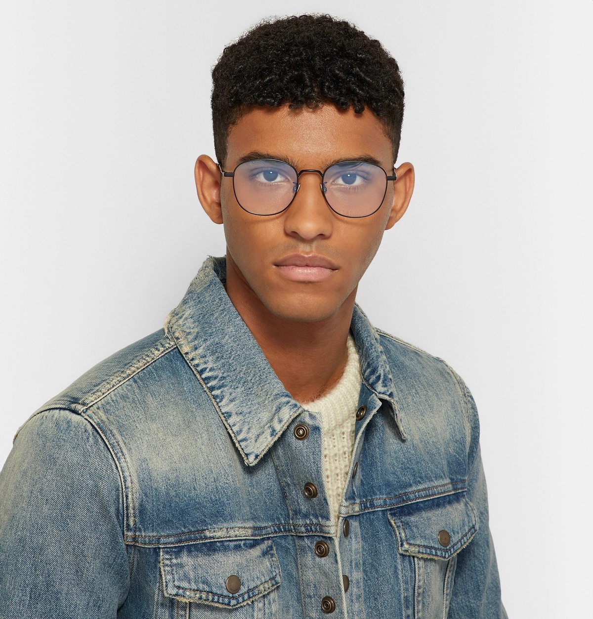 SAINT LAURENT - Round-Frame Metal Optical Glasses - Black  display picture 3