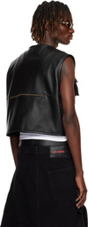 LU'U DAN Black Cargo Faux-Leather Vest