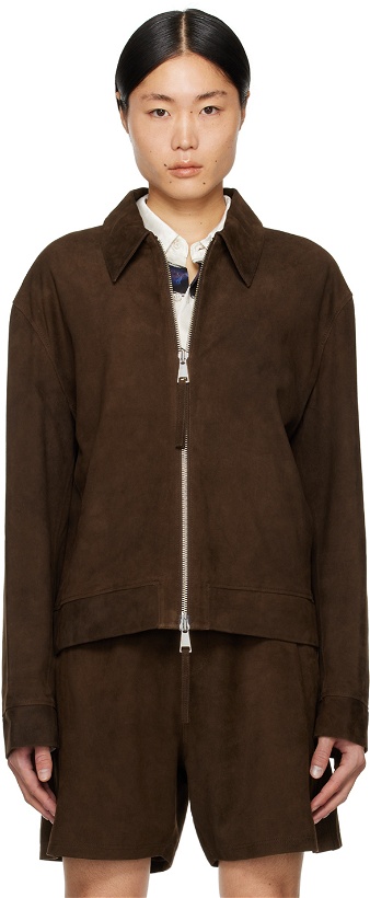 Photo: COMMAS Brown Zip Leather Jacket