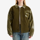 House Of Sunny Women's Vinyl Free Fall Bomber Jacket in Army Green