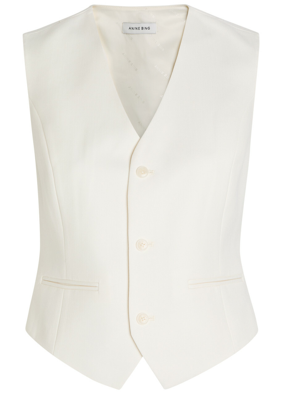 Anine Bing Mario Woven Vest Ecru