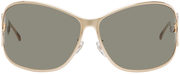 Photo: Blumarine Gold Wraparound Sunglasses
