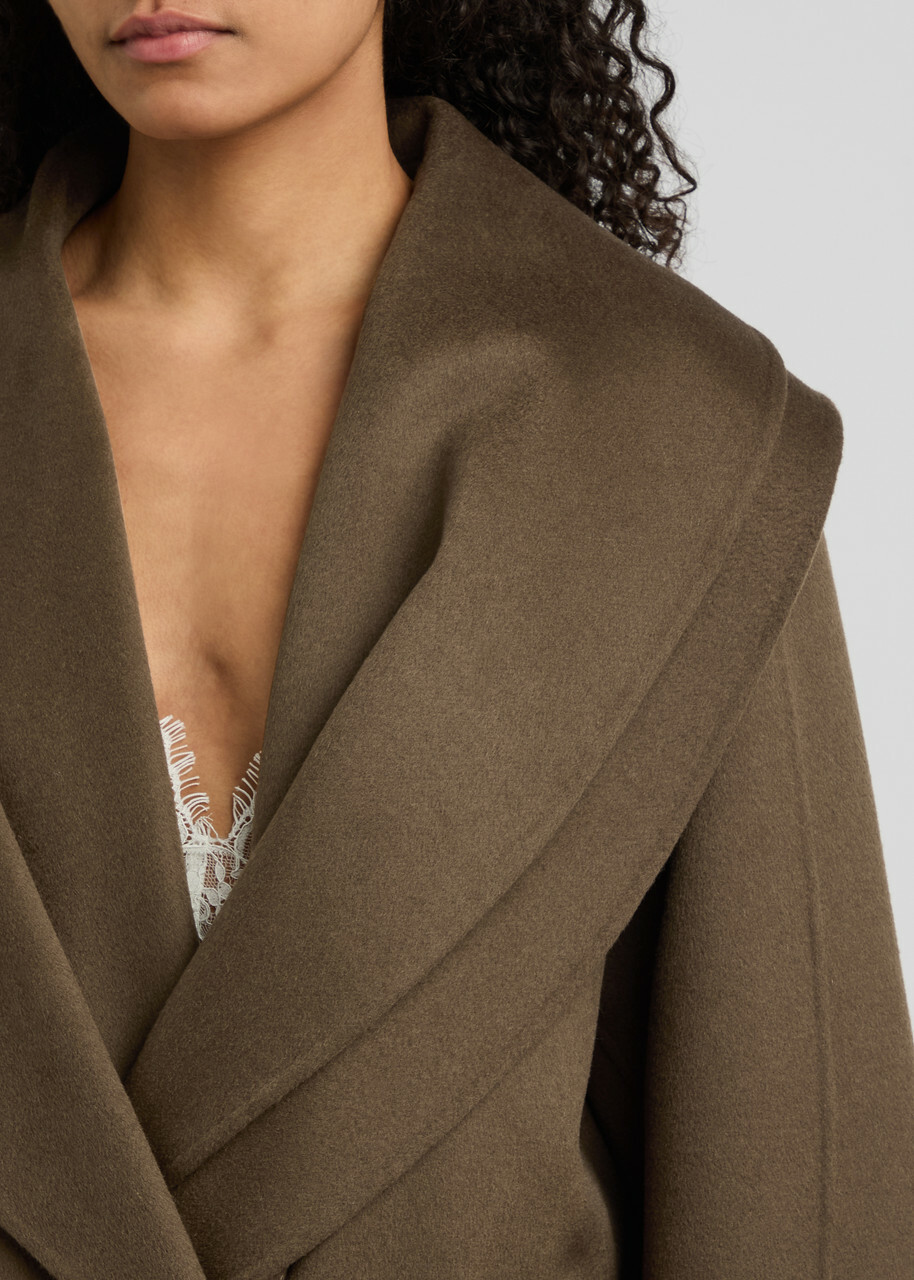 Rohe Layered Scarf-effect Wool Coat Taupe