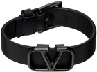 Valentino Garavani Black VLogo Leather Bracelet